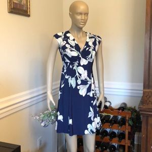 Chaps Navy blue dress flowers Spring Summer